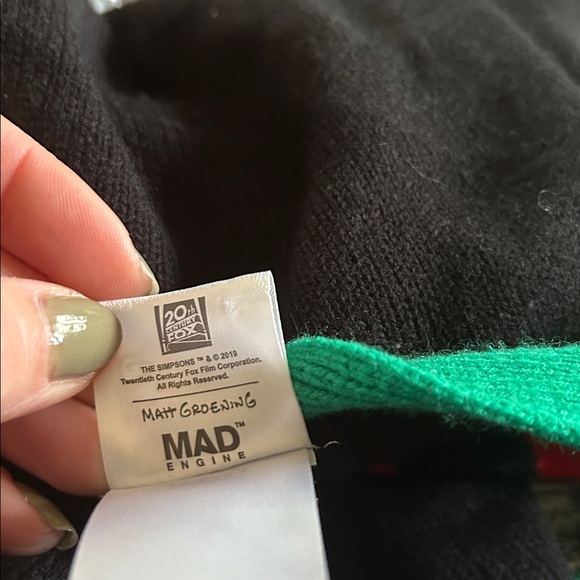 Bart Simpsons Black Christmas Cardigan Ugly Christmas Sweater Size Large - Picture 9 of 9